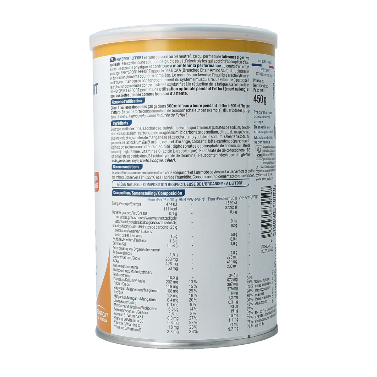 Nutergia Ergysport effort sinaasappel 450.00 Gram