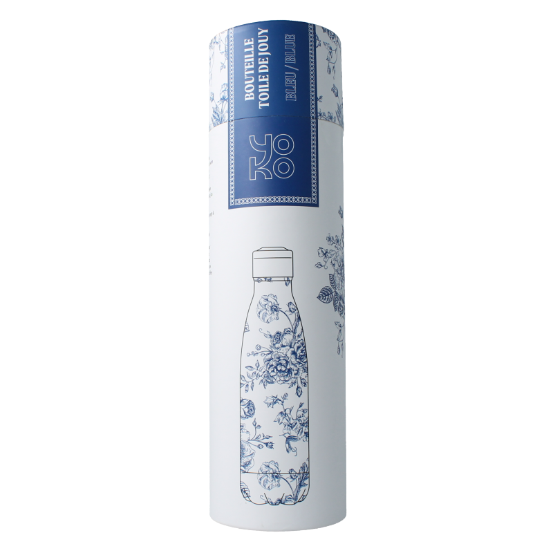 Yoko Drinkfles Toile de Jouy blue isotherm 500ml 1 Stuks