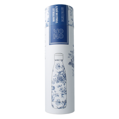 Yoko Drinkfles Toile de Jouy blue isotherm 500ml 1 Stuks
