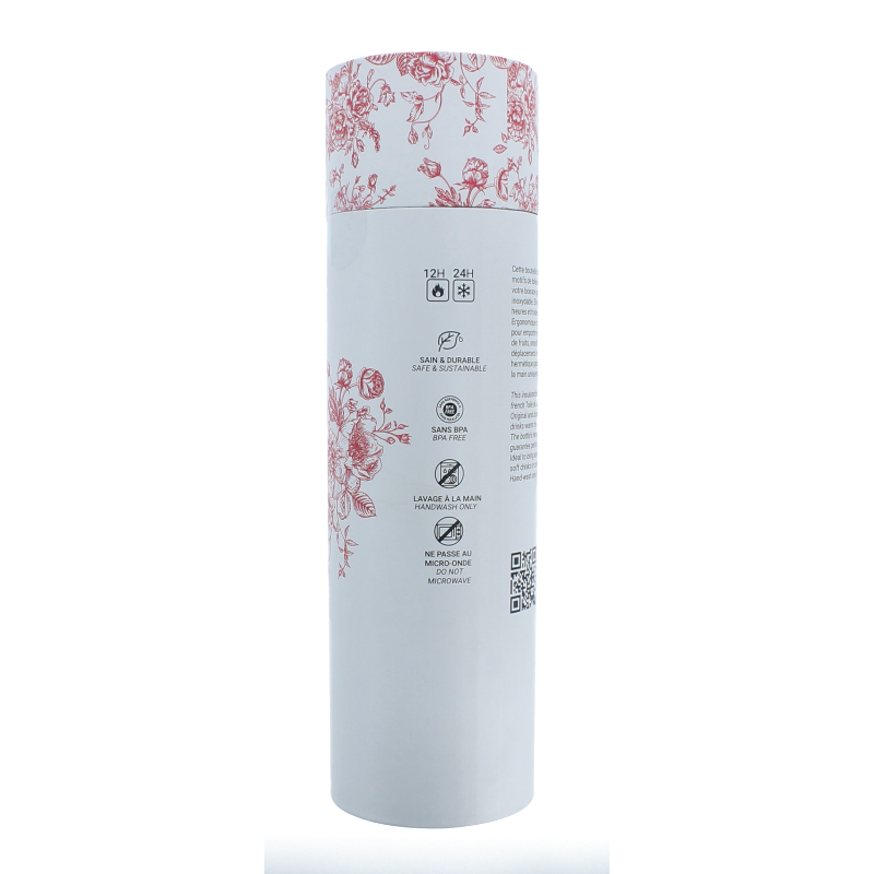 Yoko Drinkfles Toile de Jouy red isotherm 500ml 1 Stuks