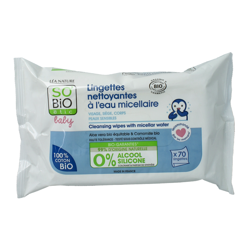 So Bio Etic Baby wipes micellair 70 Stuks