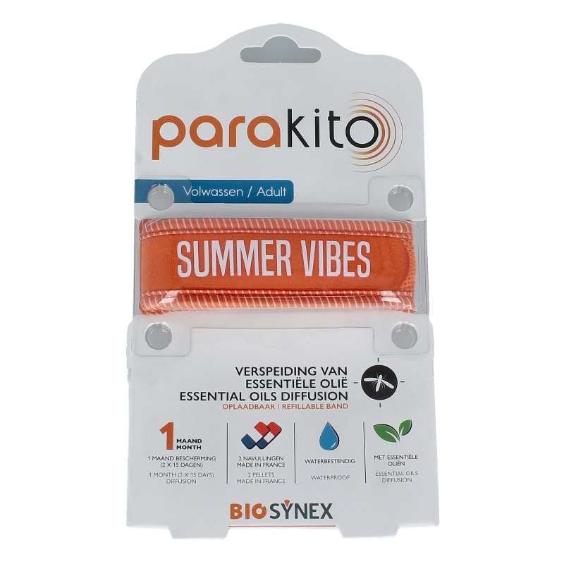 Parakito Anti mug armband volwassenen oranje 1 Stuks