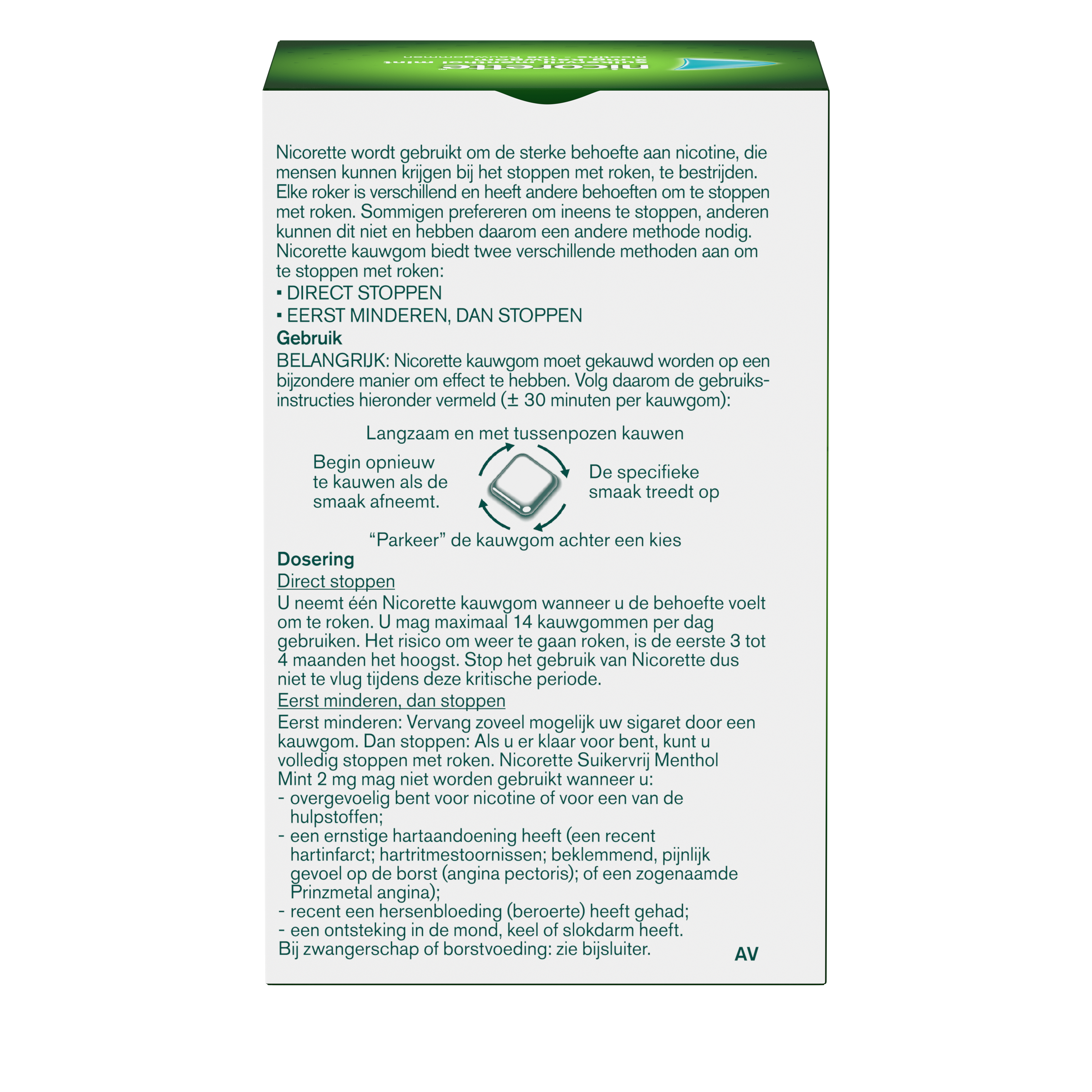 Nicorette Kauwgom 2mg menthol mint 105.00 Stuks
