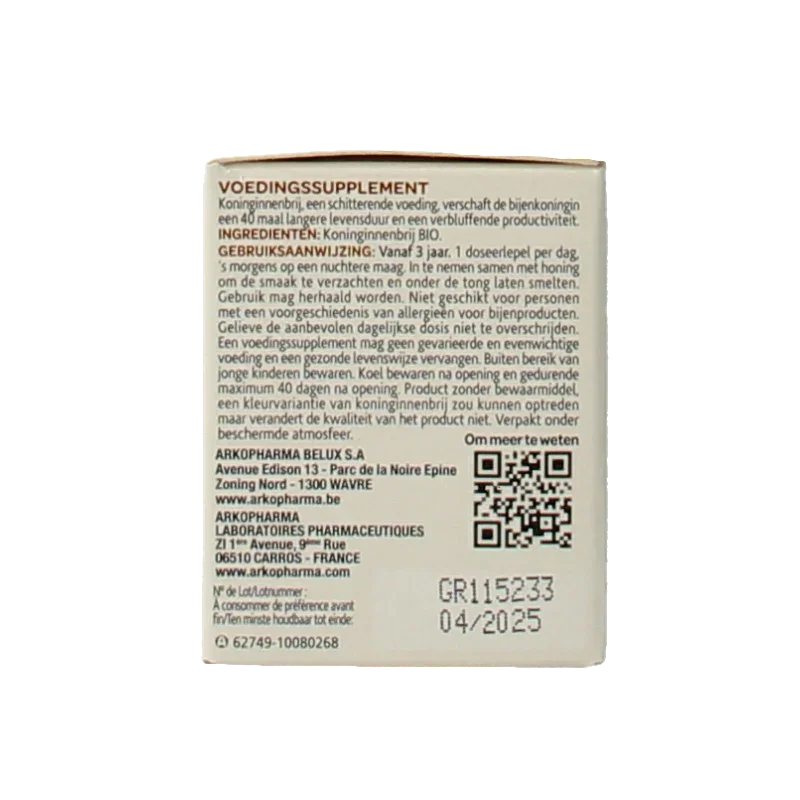 Arko Royal Royal jelly 100% koninginnebrij bio 40 Gram