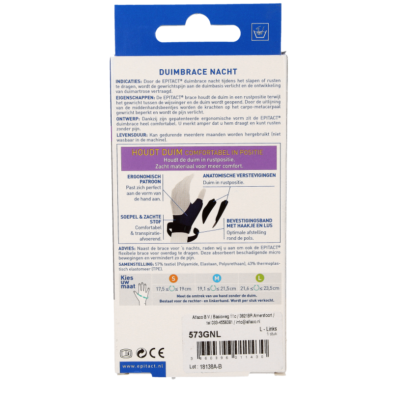 Epitact Duim orthese nacht links maat L 1 Stuks