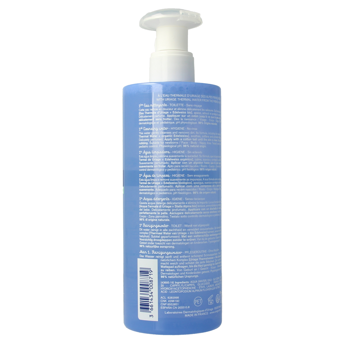 Uriage Bebe 1ere eau nettoyante fp 500.00 Milliliter