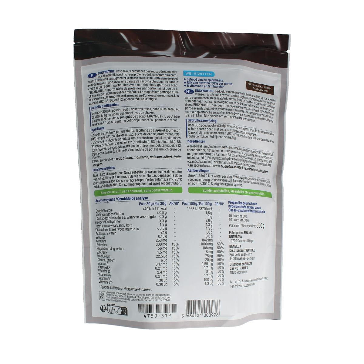 Nutergia Ergynutril cacao 300.00 Gram