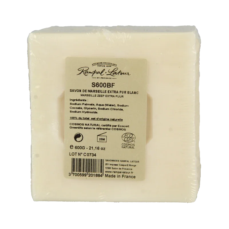 Rampal Latour  Marseille zeep cube wit 600 Gram