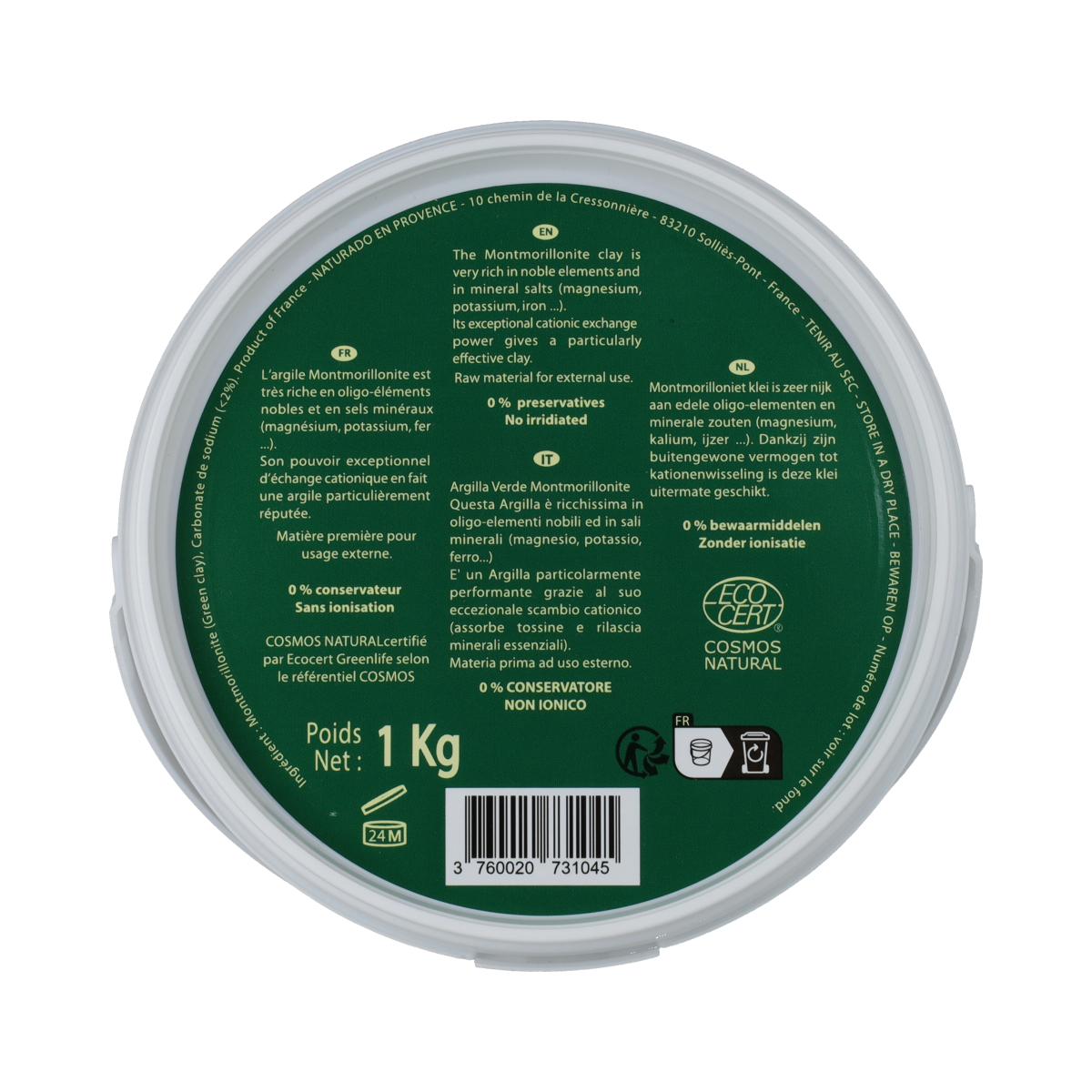 Naturado  Groene klei montmorillon emmer 1.00 Kilogram