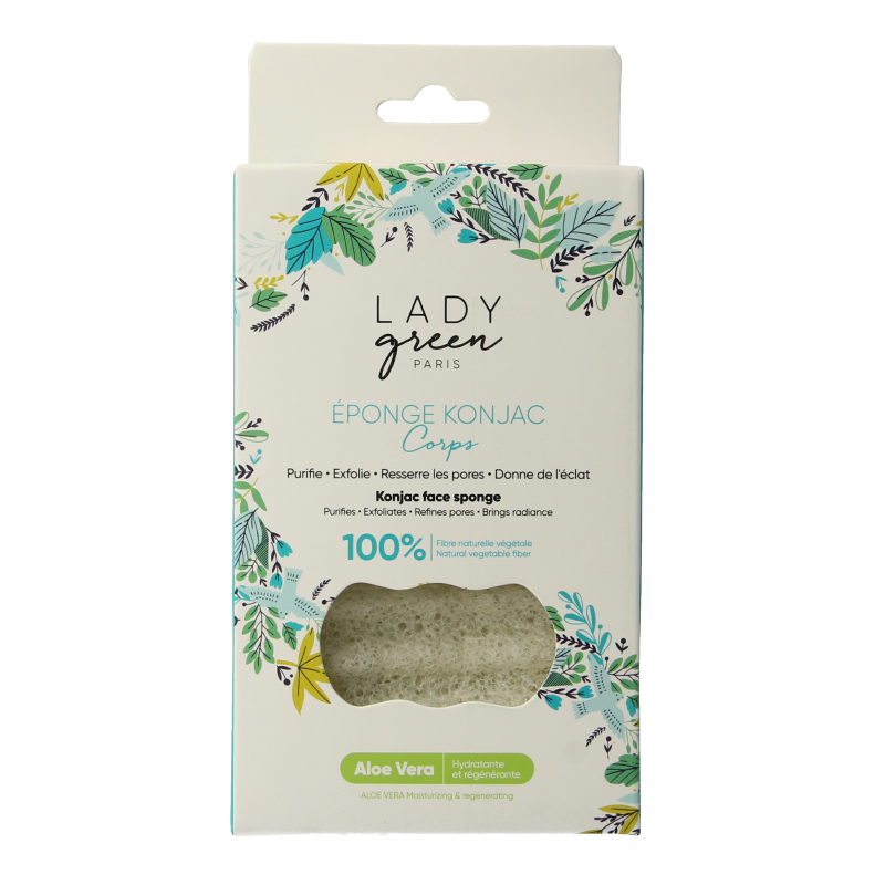 Lady Green Konjac gelaatspons aloe vera 1 Stuks