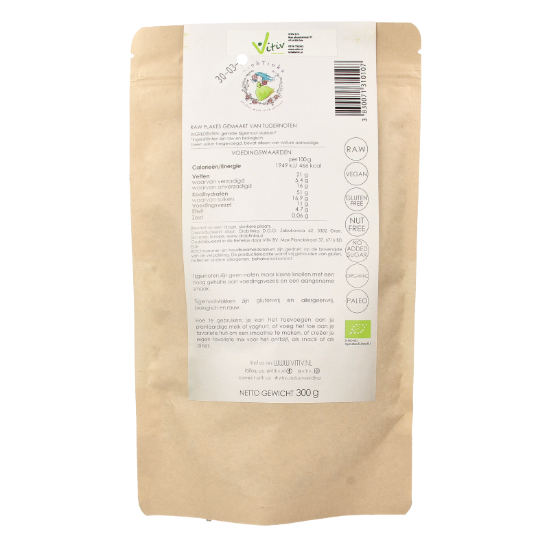 Vitiv Tijgernoot flakes bio 300 Gram