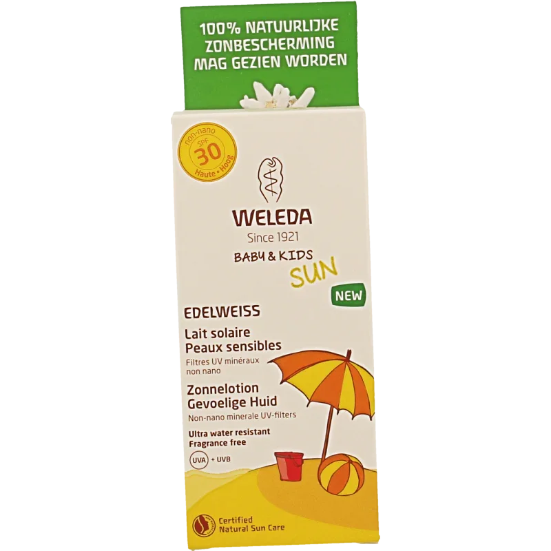 Weleda Edelweiss zonnelotion gevoelige huid SPF30 150 Milliliter