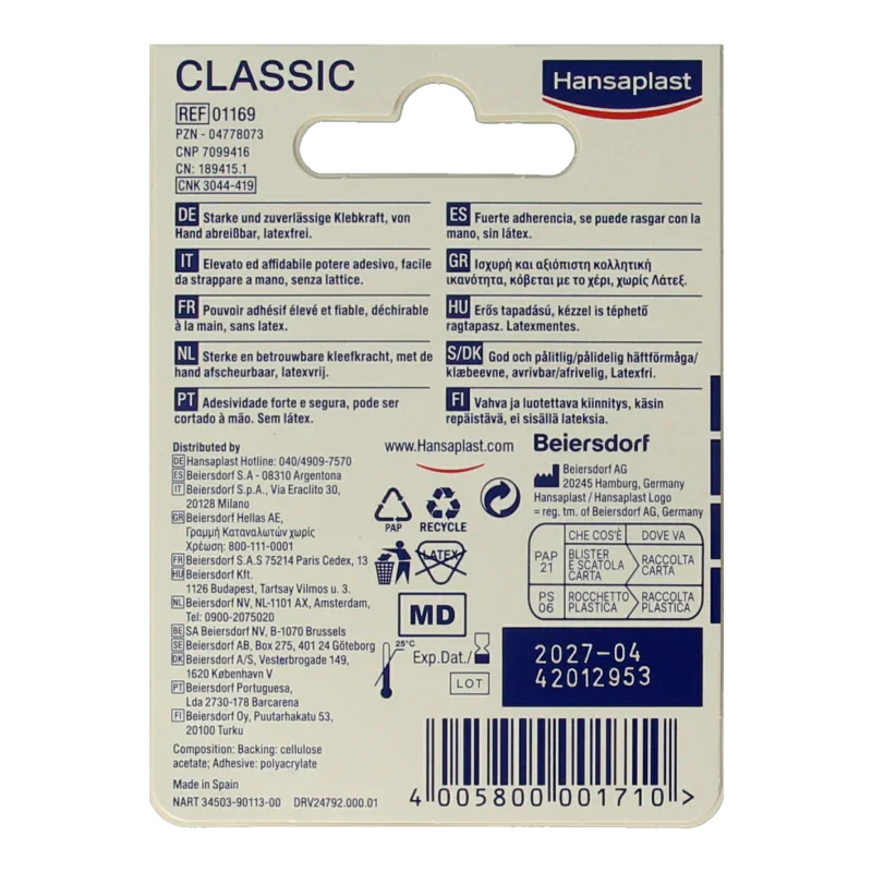 Hansaplast Hechtpleister classic 5m x 2.5cm 1 Stuks