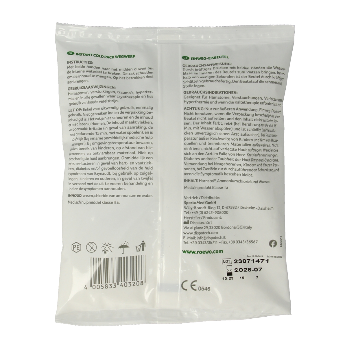 Rowo Instant coldpack 14 x 17cm 1.00 Stuks