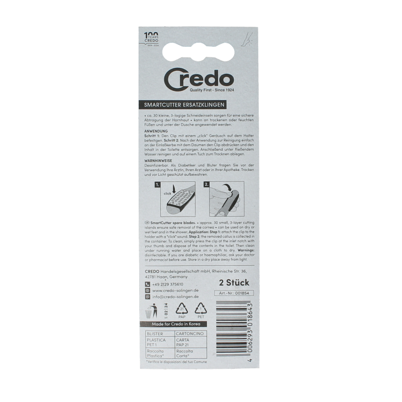 Credo Vervangmesjes voor de smart cutter voetvijl 2 Stuks