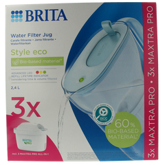 Brita Waterfilterbundel cool powder blue + 3 filters 1 Stuks