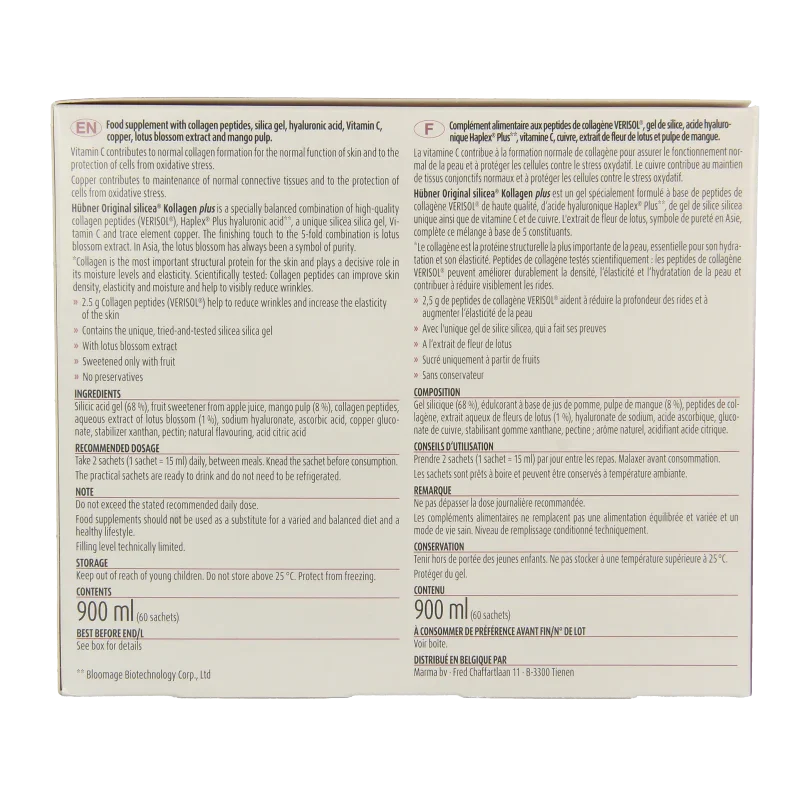 Hubner Original silicea kollagen plus collageen 60 Sachets