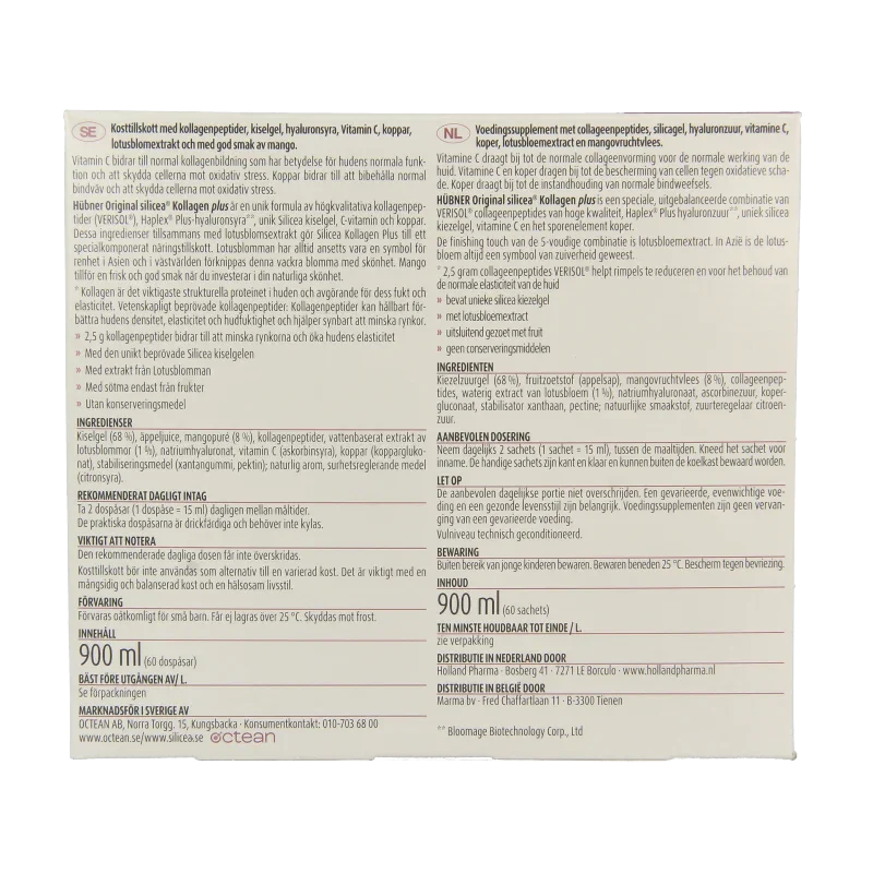 Hubner Original silicea kollagen plus collageen 60 Sachets