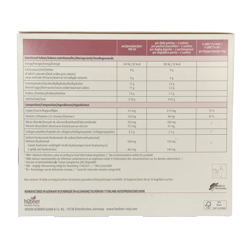 Hubner Original silicea kollagen plus collageen 60 Sachets