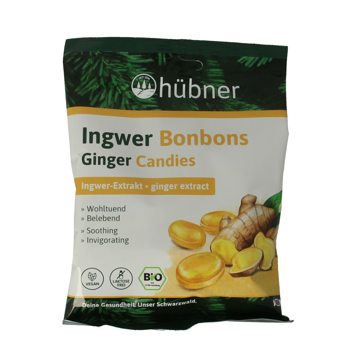 Hubner Gember bonbons bio 70.00 Gram