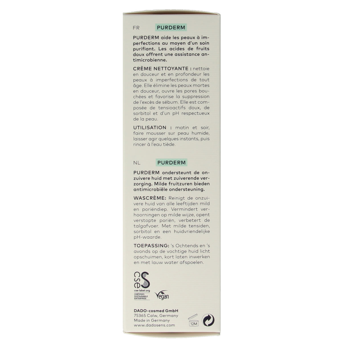 Dado Sens Purderm creamy cleanser bio 100.00 Milliliter
