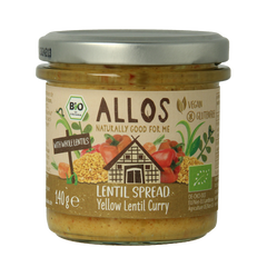 Allos Linzenspread gele curry bio 140 Gram