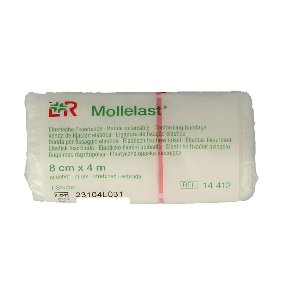 Mollelast Elastisch hydrofiel windsel 4m x 8cm 1.00 Stuks