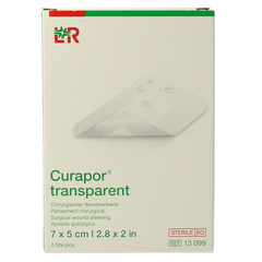 Curapor Transparant 7 x 5cm steriel 5 Stuks