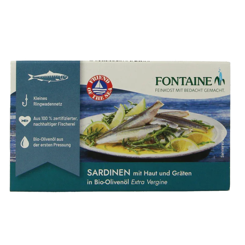 Fontaine Sardines met huid en graat 120 Gram
