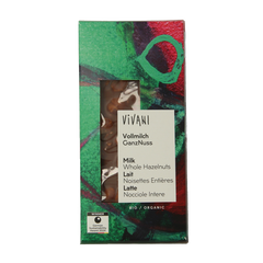 Vivani Chocolade melk met hele hazelnoten bio 100 Gram