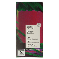 Vivani Chocolade puur met hazelnoten bio 100 Gram
