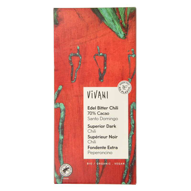 Vivani Chocolade puur superieur met chili bio 100 Gram