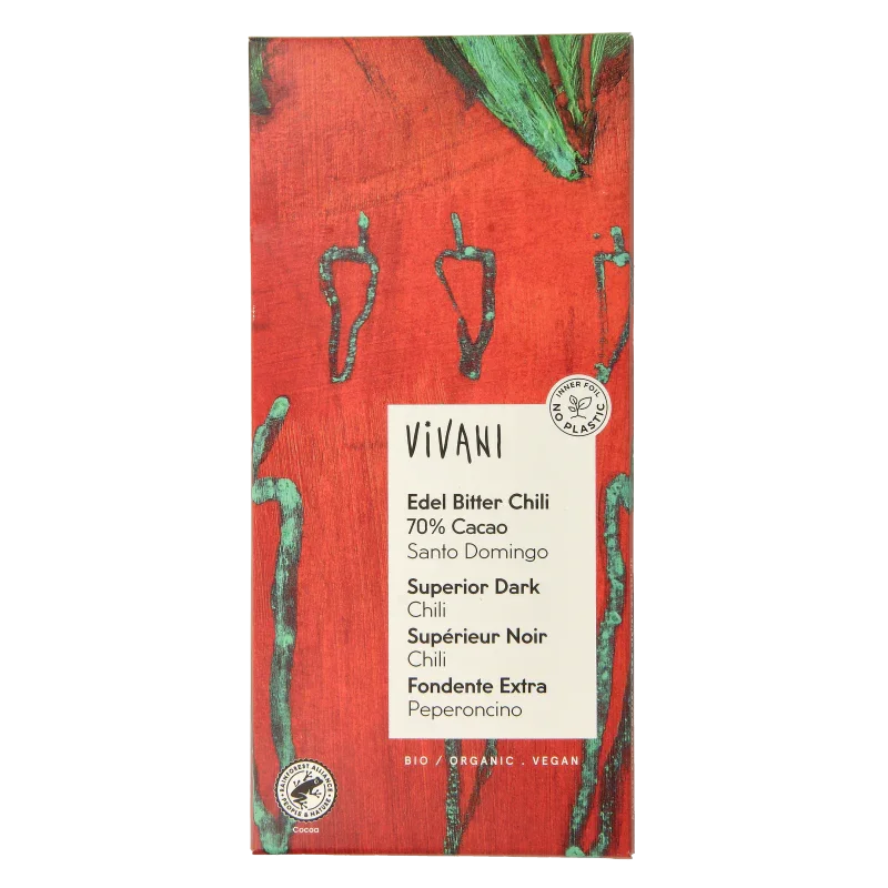 Vivani Chocolade puur superieur met chili bio 100 Gram