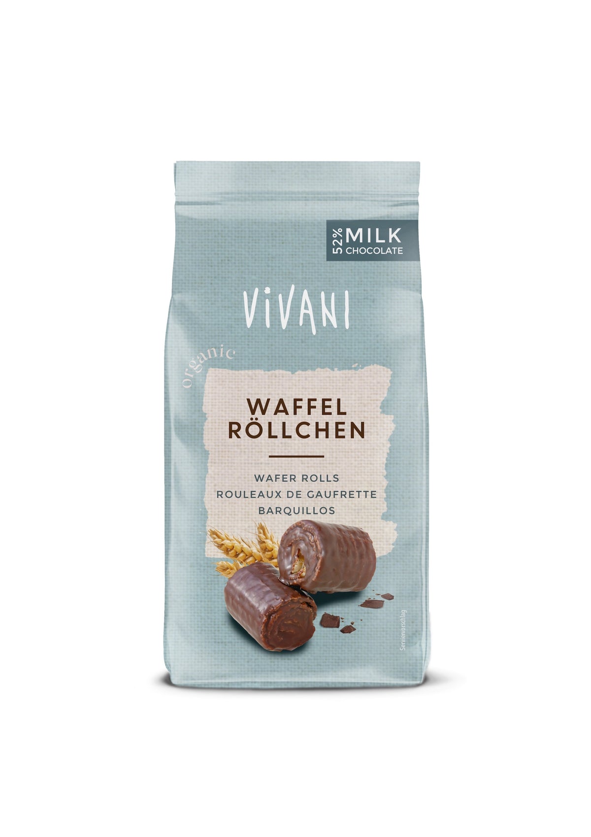 Vivani Chocolade wafelrolletjes melk bio 125 Gram
