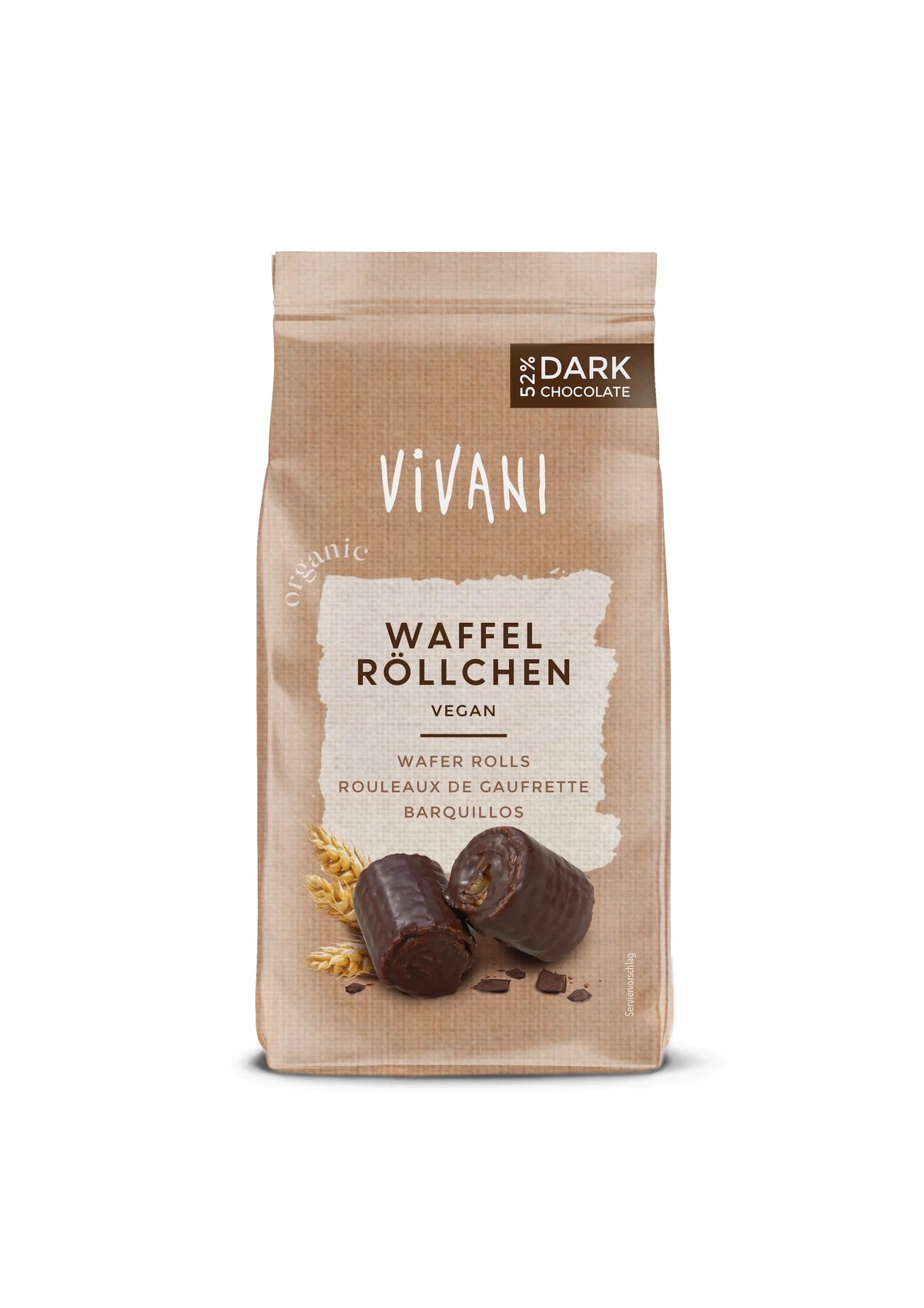 Vivani Chocolade wafelrolletjes puur bio 125 Gram