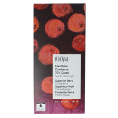 Vivani Chocolade puur cranberry 70% bio 80 Gram