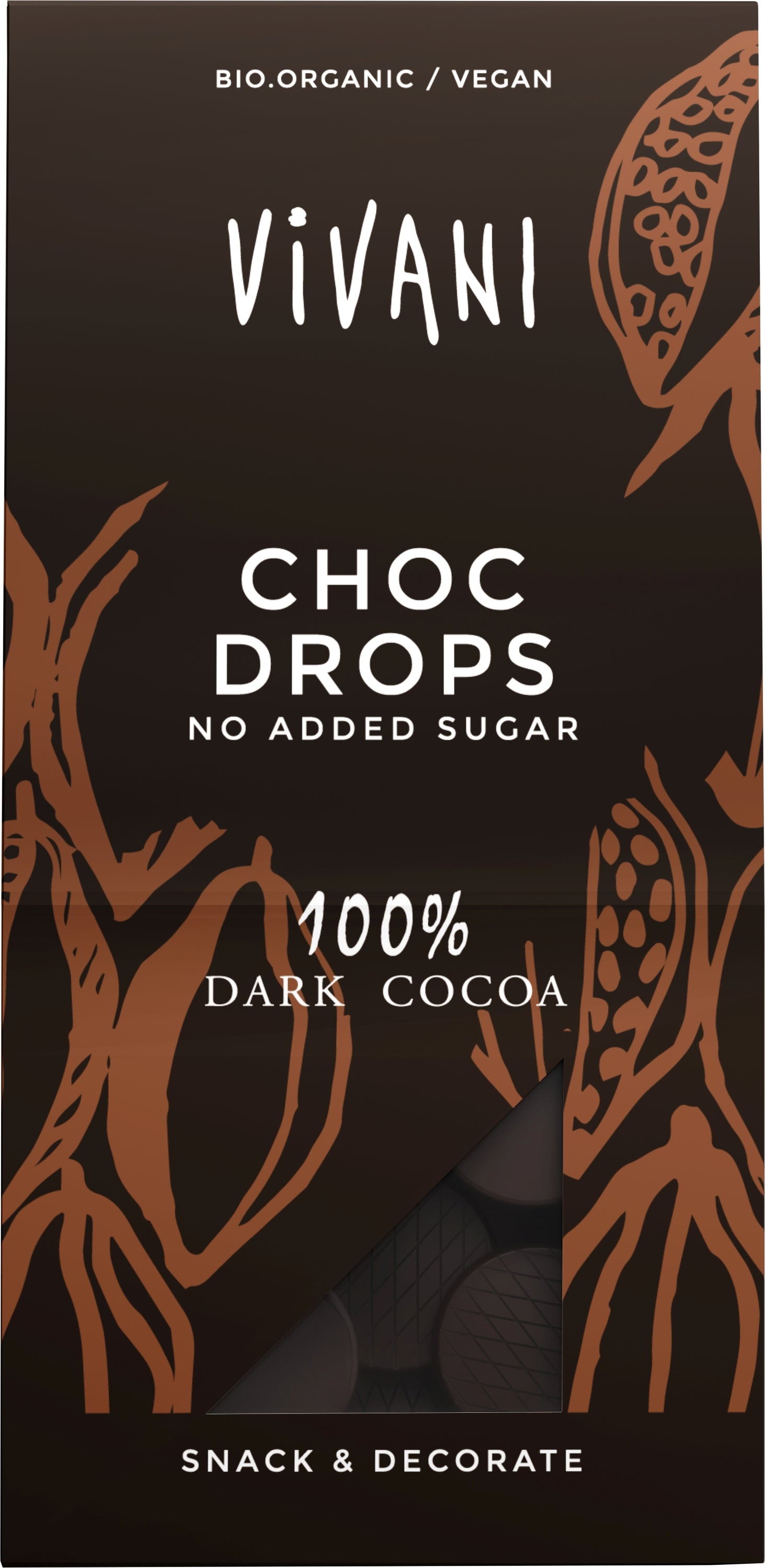 Vivani Choc drops 100% dark cocoa bio 100 Gram