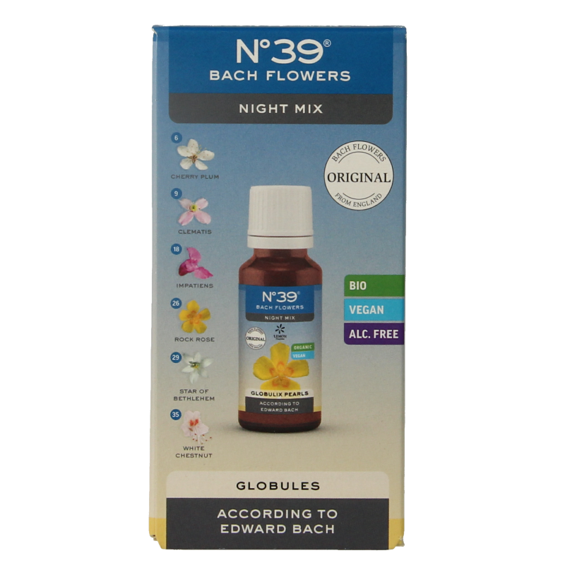 Bach Bloesem Globule parels nr. 39 nacht bio  20 Gram