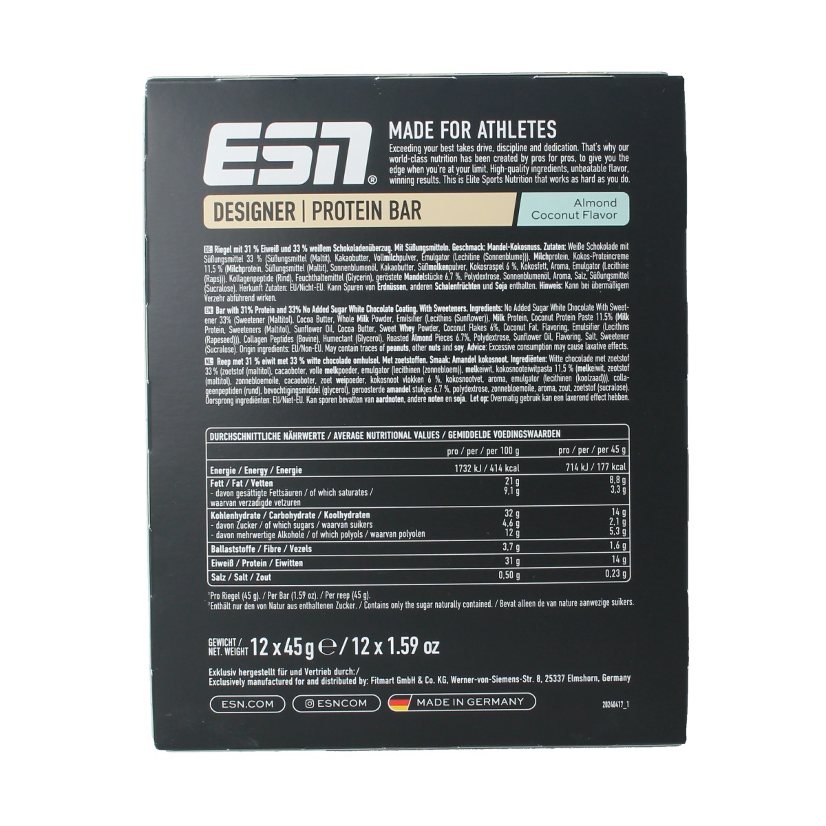 ESN Almond coconut bar 45g 12.00 Stuks