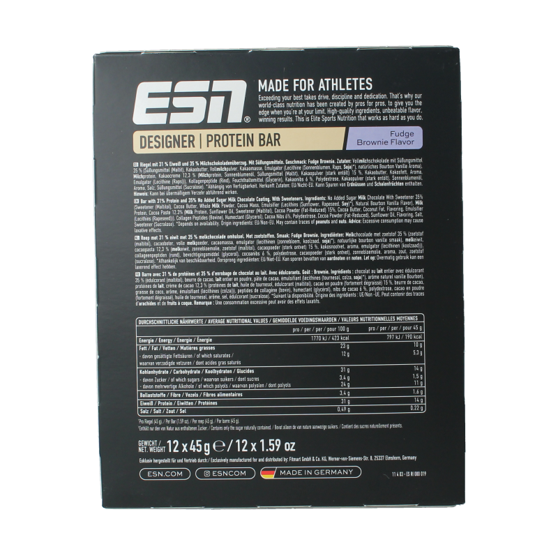 ESN Fudge brownie bar 45g 12 Stuks