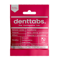 Denttabs Tandpasta tabletten aardbei met fluor vegan 125.00 Stuks
