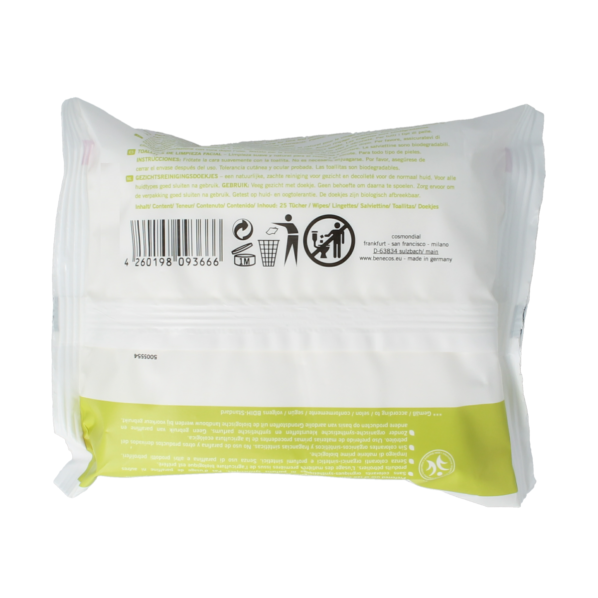 Benecos natural beauty Vegan happy reinigingsdoekjes 25.00 Stuks