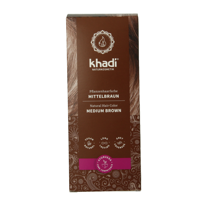 Khadi Haarkleur medium brown 100 Gram