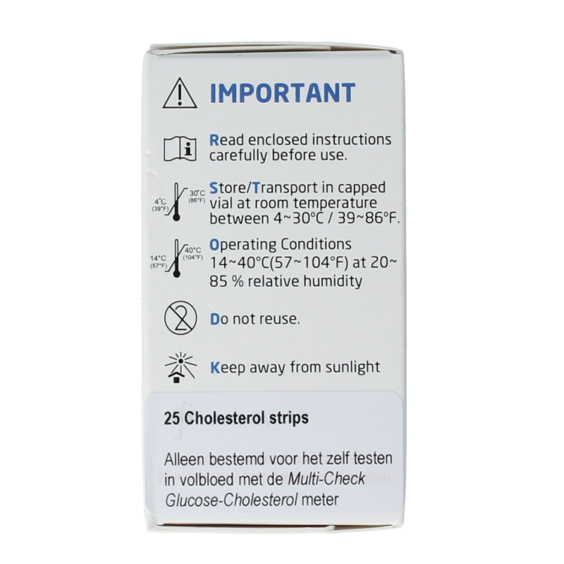 Testjezelf Multicheck cholesterol teststrips 25 Stuks