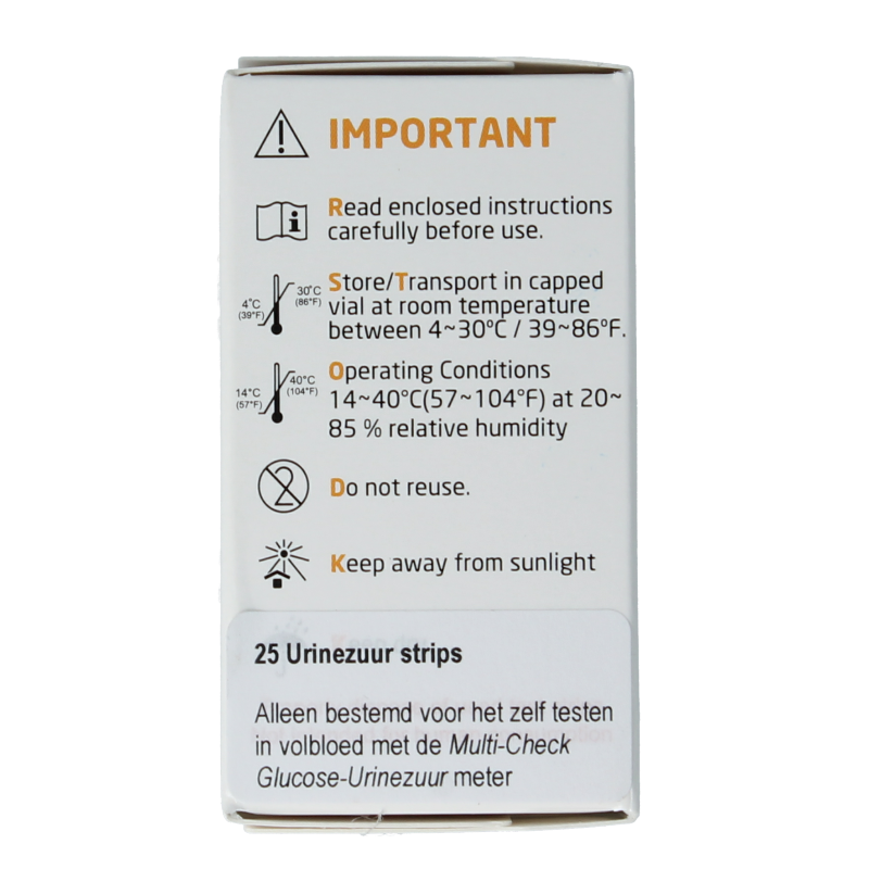 Testjezelf Multicheck urinezuur teststrip 25 Stuks