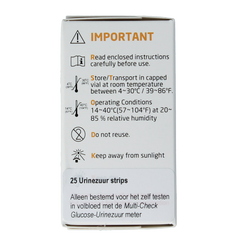 Testjezelf Multicheck urinezuur teststrip 25 Stuks