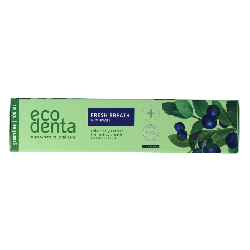 Ecodenta Tandpasta fresh breath bosbessenextr green line 100 Milliliter