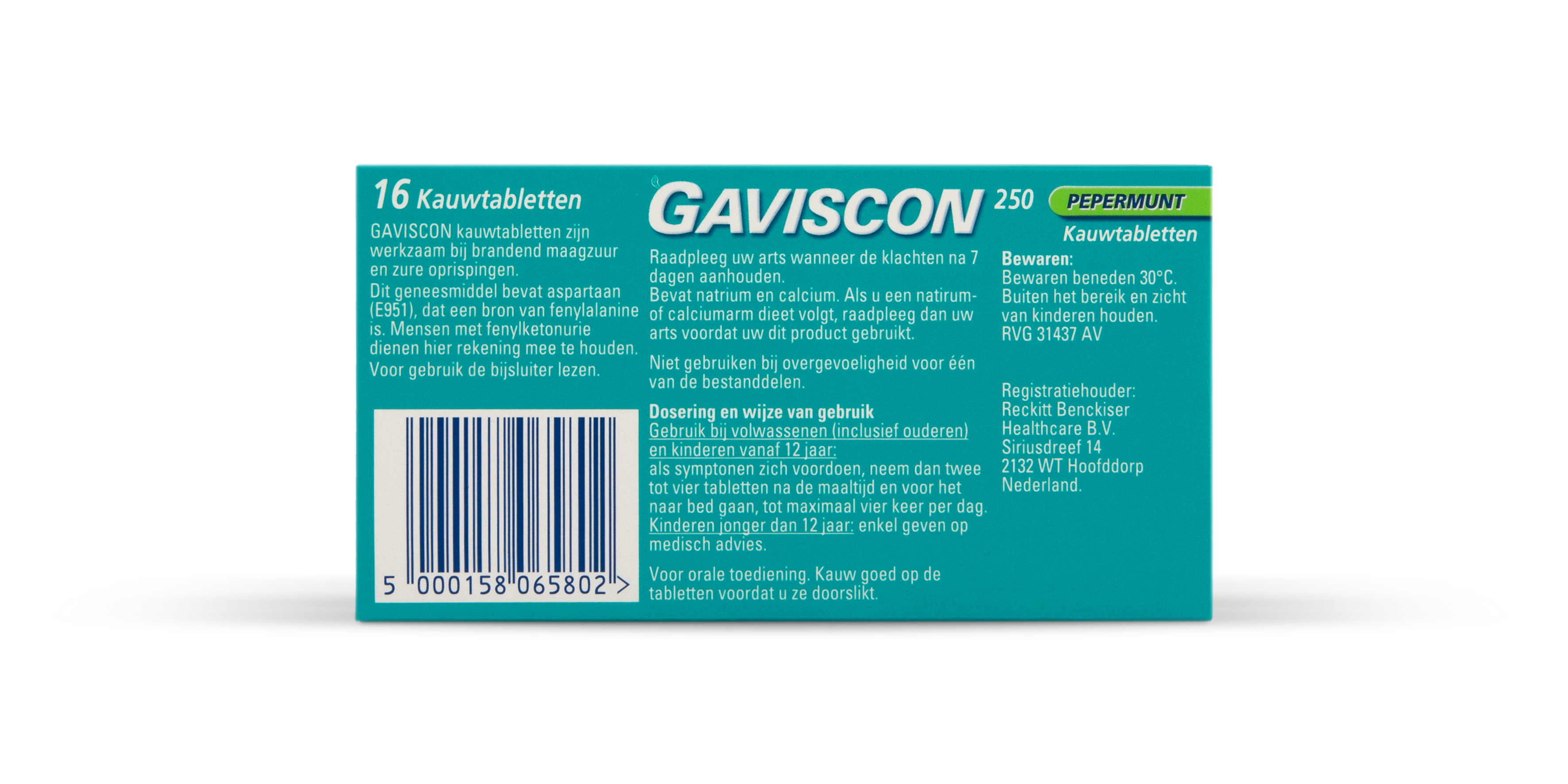 Gaviscon Pepermunt 250 16.00 Kauwtabletten