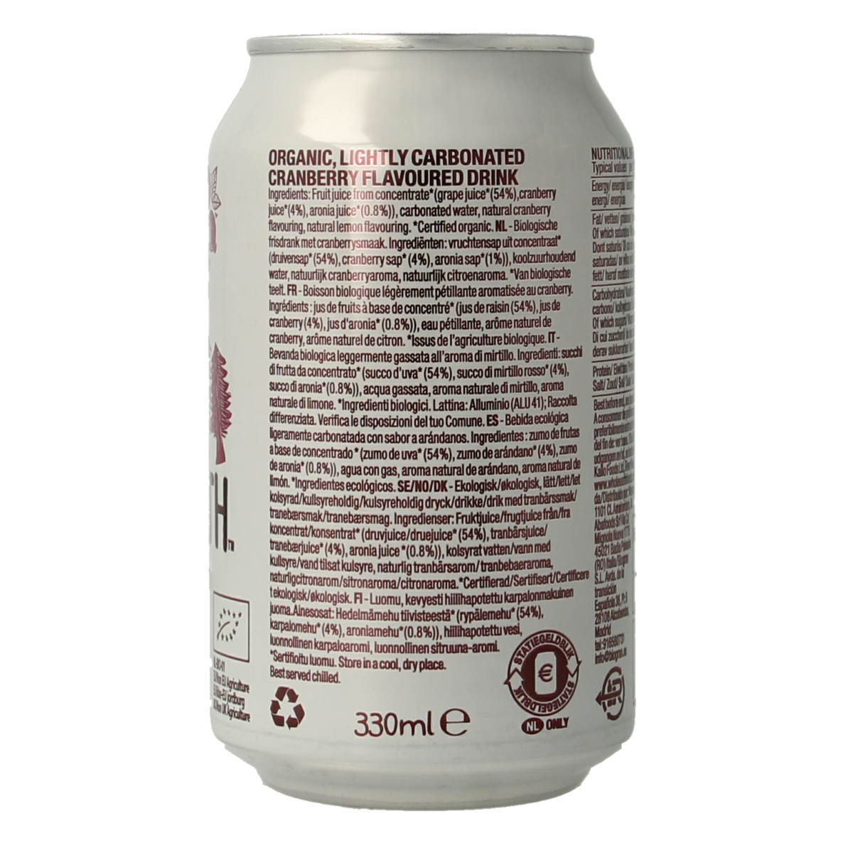 Whole Earth Sparkling cranberry bio 330.00 Milliliter