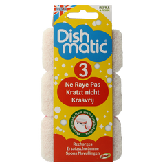 Dishmatic  Navulspons krasvrij  3 Stuks